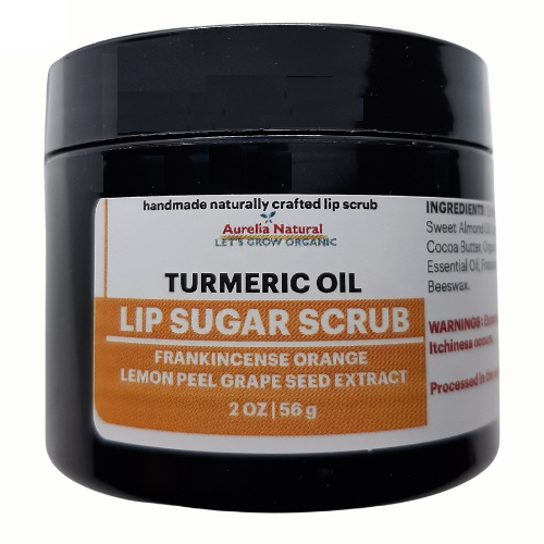 Turmeric Frankincense Lip Sugar Scrub | Exfoliate Lips | Handmade in USA | Small Batch Size