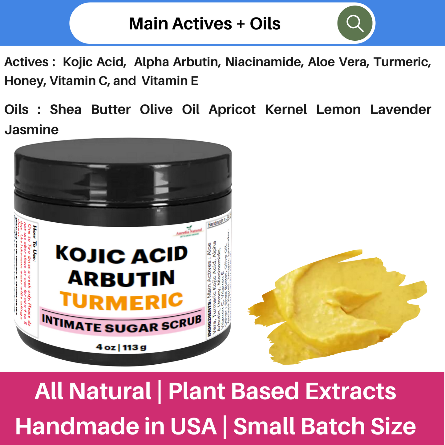 Intimate Turmeric Sugar Scrub | Handmade In USA | Small Batch Size