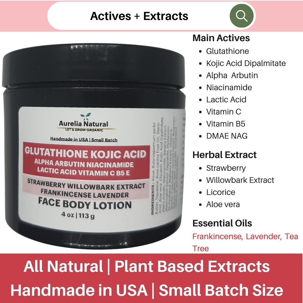 Glutathione Kojic Acid Alpha Arbutin Lactic Acid Strawberry Lotion | Niacinamide | DMAE NAG 4 oz Glutathione Kojic Acid Alpha Arbutin Lactic Acid Strawberry Lotion | Niacinamide | DMAE NAG 4 oz