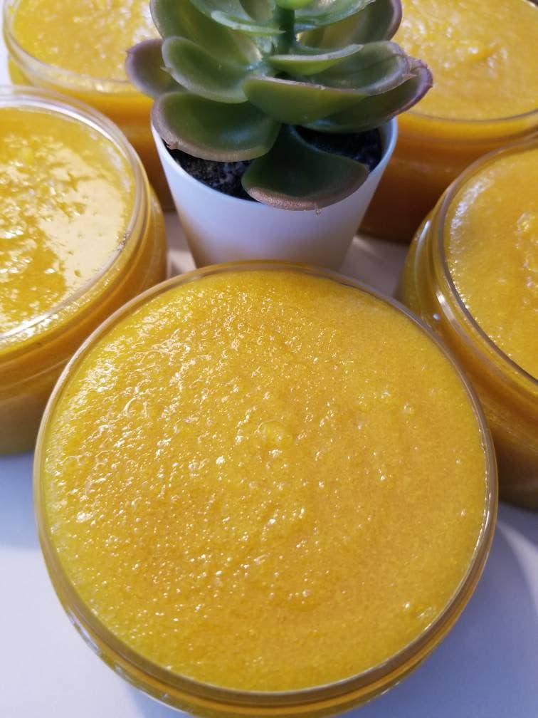 GLOW Radiant Skin Brightening Turmeric Manuka Honey Seabuckthorn Sugar Scrub | Smooth Prevent Acne Blackheads | Anti aging