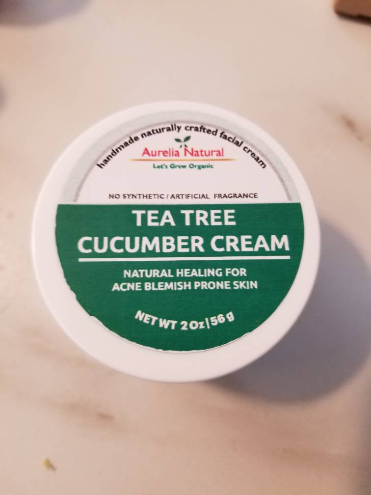 Australian Tea Tree Cucumber Cream Face Body Moisturizer | Acne prone or Blemish prone skin Handmade