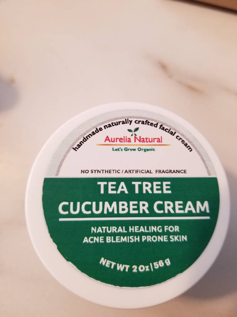 Australian Tea Tree Cucumber Cream Face Body Moisturizer | Acne prone or Blemish prone skin Handmade