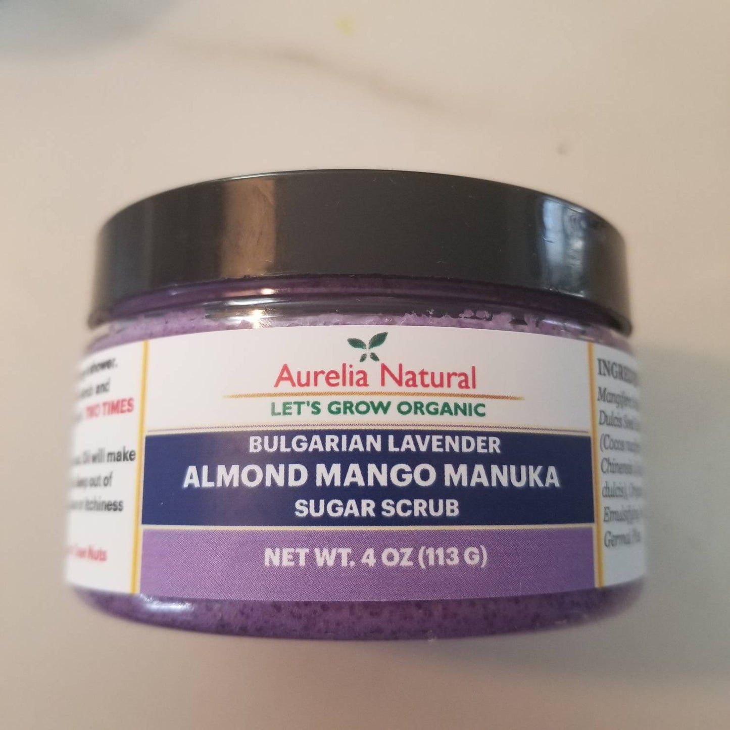 ORGANIC BULGARIAN LAVENDER Sugar Scrub With Almond Mango | Antioxidants To Fight Free Radicals | Smooth Younger Skin | |