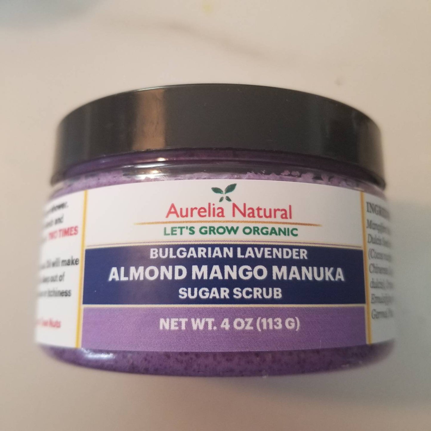 ORGANIC BULGARIAN LAVENDER Sugar Scrub With Almond Mango | Antioxidants To Fight Free Radicals | Smooth Younger Skin | |