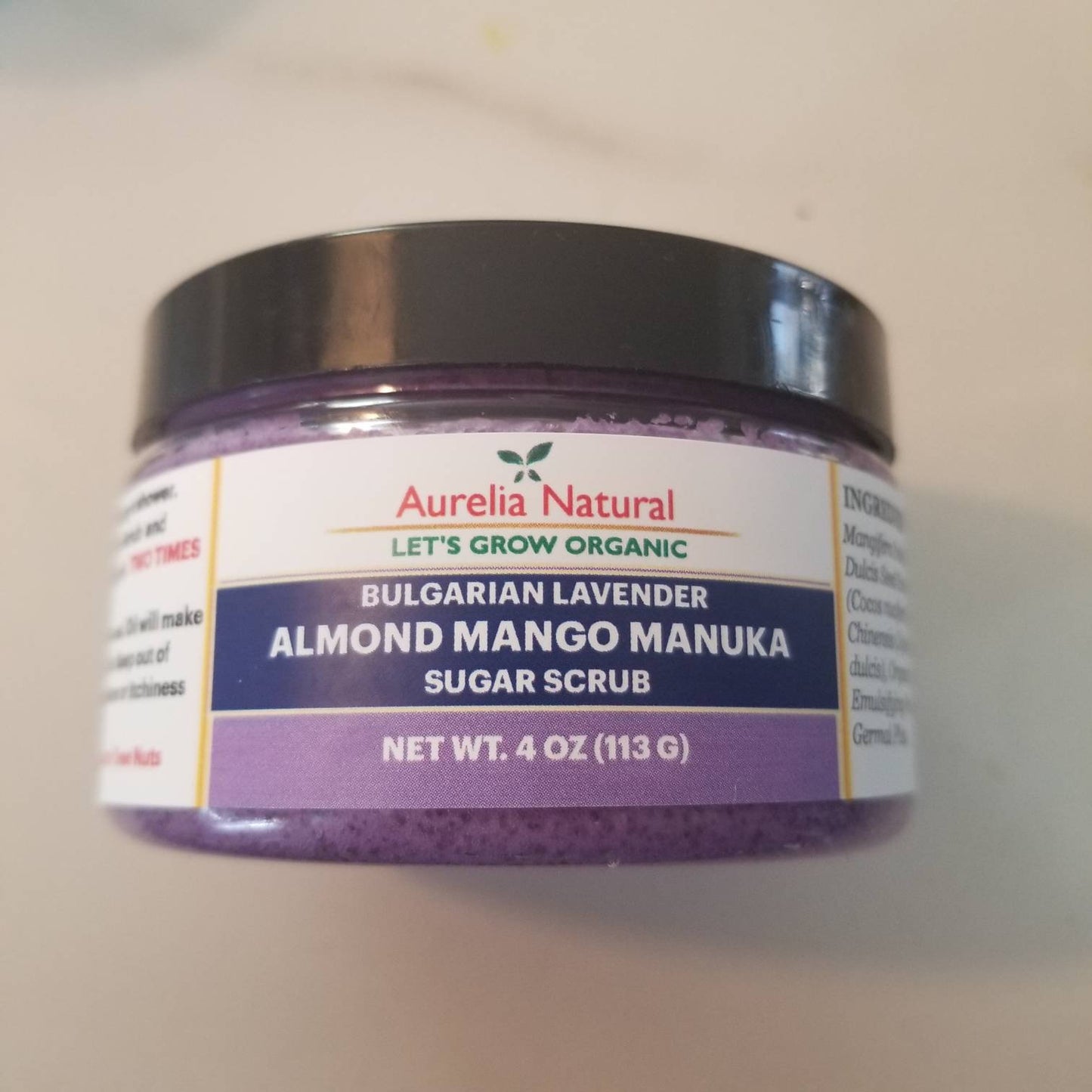 ORGANIC BULGARIAN LAVENDER Sugar Scrub With Almond Mango | Antioxidants To Fight Free Radicals | Smooth Younger Skin | |
