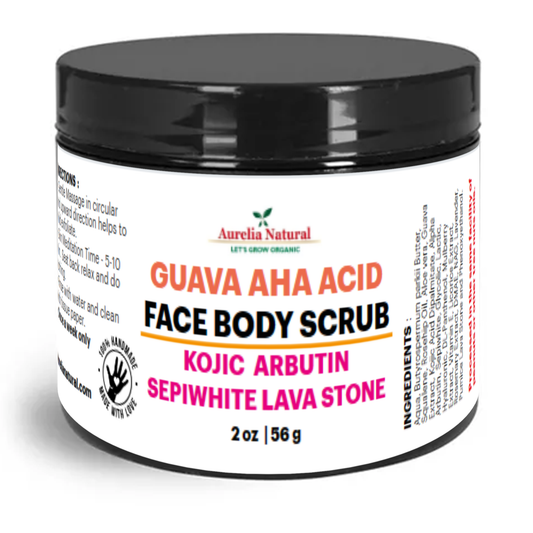 Guava AHA Face Body Scrub | Bump Eraser | Kojic Acid Arbutin Sepi white | Niacinamide | Lava Stone