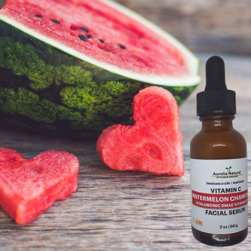 Refreshing Watermelon Chamomile Extract Vitamin C Serum | 2 oz | Hyaluronic DMAE | Handmade in USA