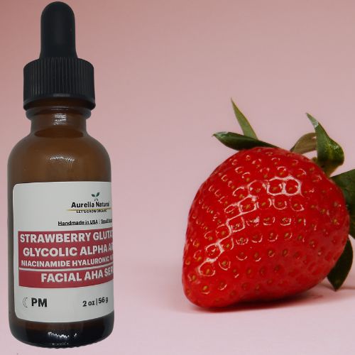 Glutathione Strawberry Glycolic Serum | Strawberry Extract |  Alpha Arbutin Niacinamide | 2 oz