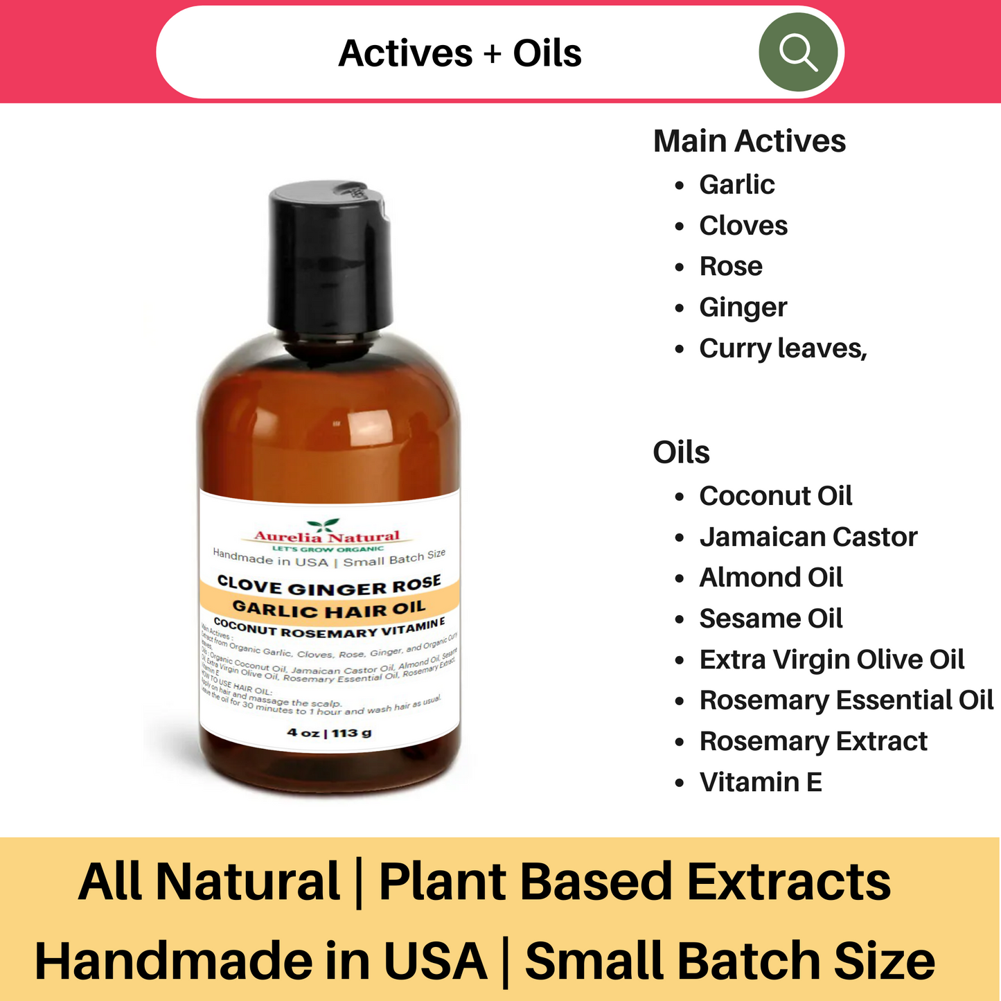 Garlic Hair Oil | Clove Ginger Rose Extract | Rosemary | Ayurvedic Healthy Hair Oil | Nourish Promote Hair Growth