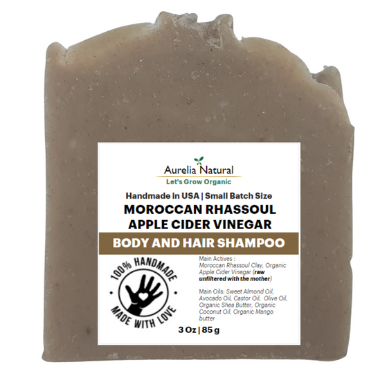 Moroccan Rhassoul Clay Apple Cider Vinegar Body and Hair Shampoo | Unscented Two in One (Body & Hair) | Great for Gift