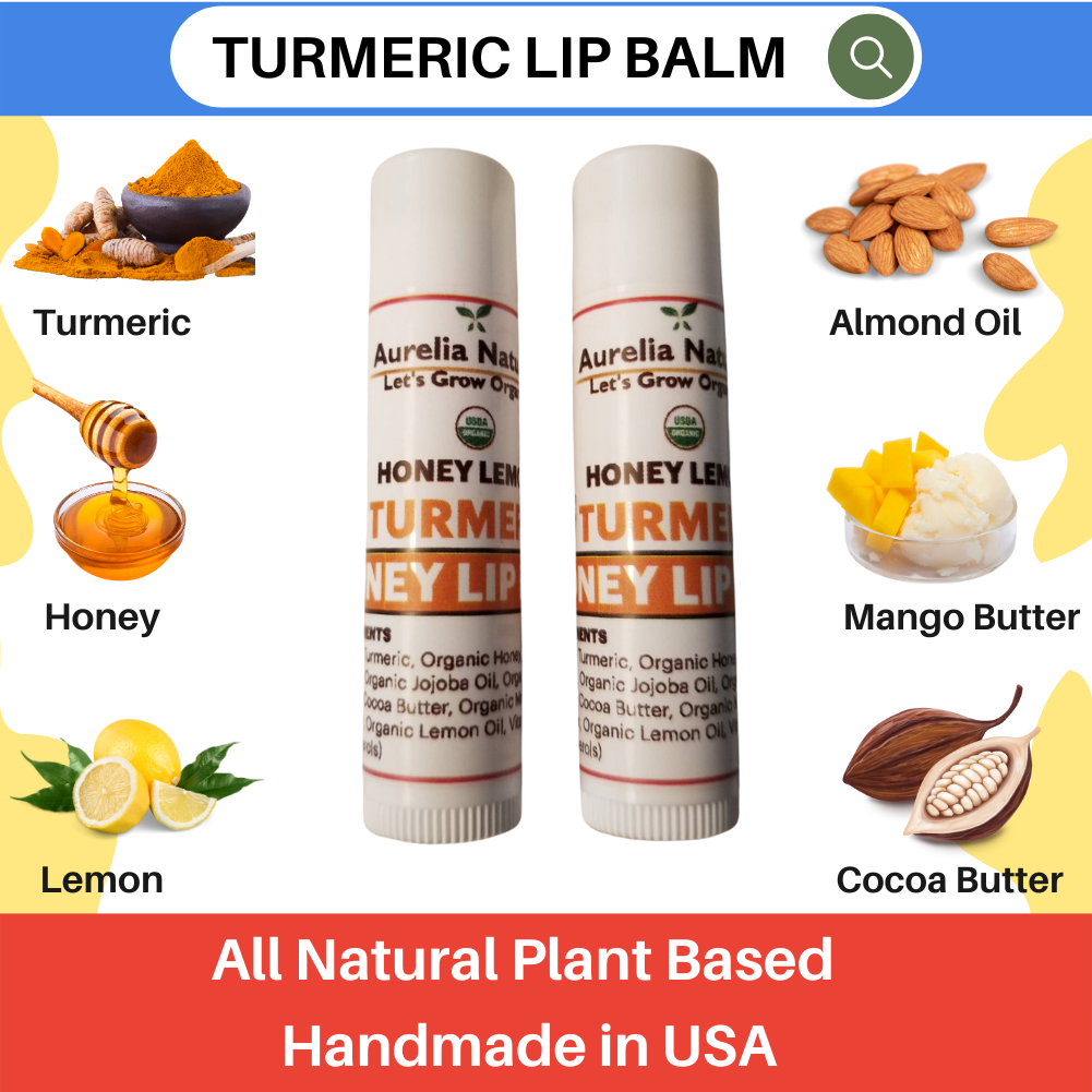 Organic Turmeric Honey Lemon Lip Balm.