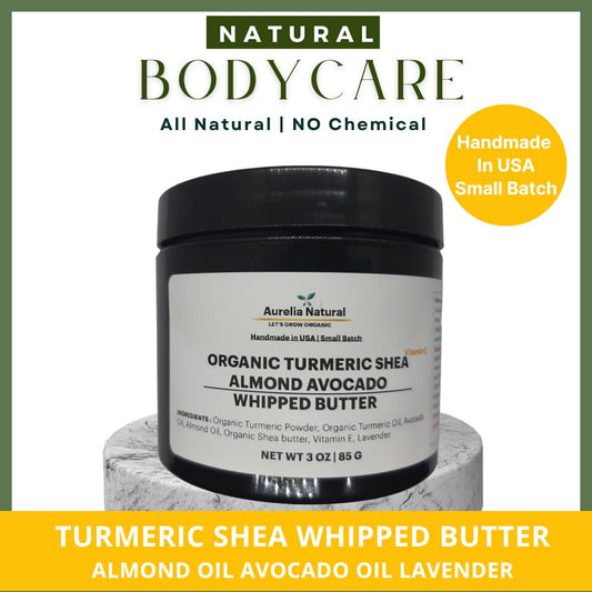Turmeric Shea Whipped Butter | Almond Oil Avocado Oil Lavender