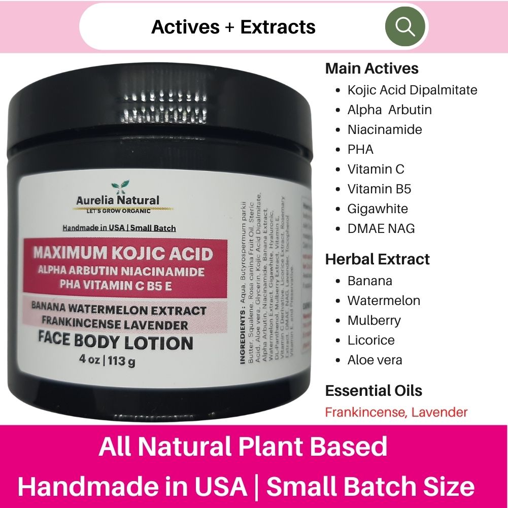 2oz Skin Whitening Serum With Kojic Acid, Alpha-Arbutin & Vitamin C - Natural, Alcohol-Free