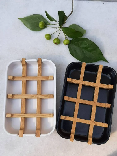 NATURAL BAMBOO SOAP Dish Eco Friendly Soap Dish Bathroom Accessory Environment Friendly Compotable Keep Your Soap Dry