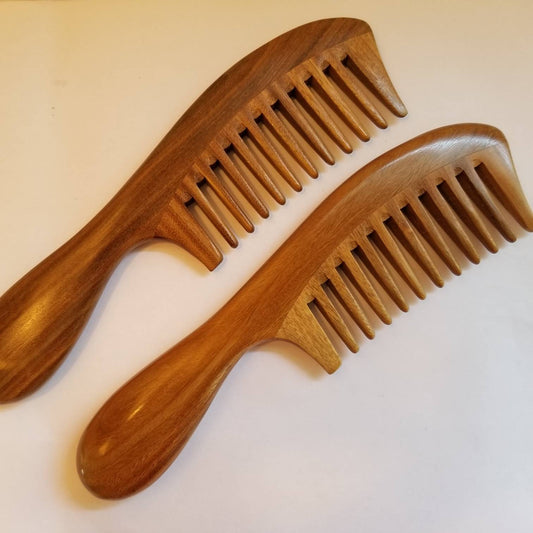All-Natural Sandalwood Hair Massage Comb | 8" (20 cm) Length | 4 " (10 cm) Teeth Area