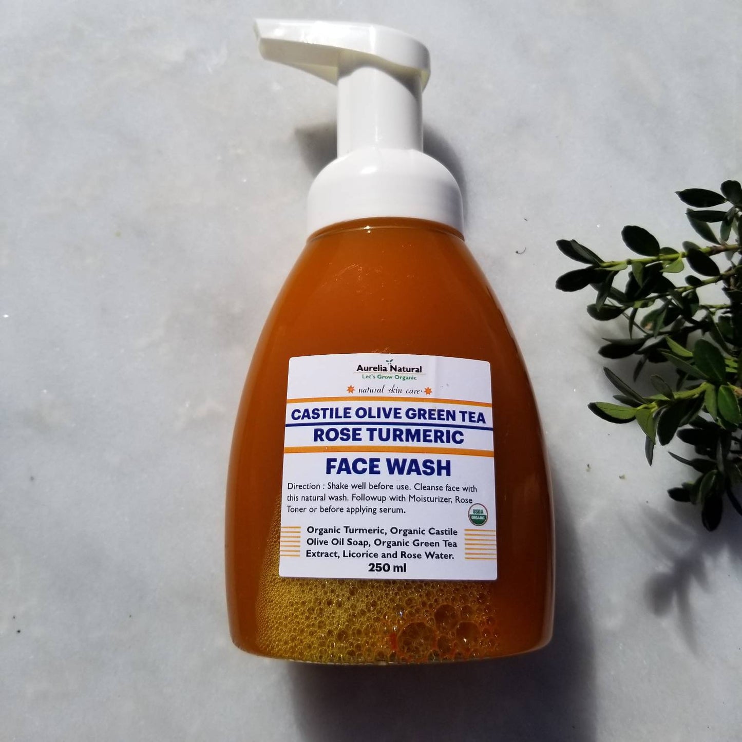 Face Soap Wash Olive Oil Green Tea Turmeric Rose 6 oz (250 ml)