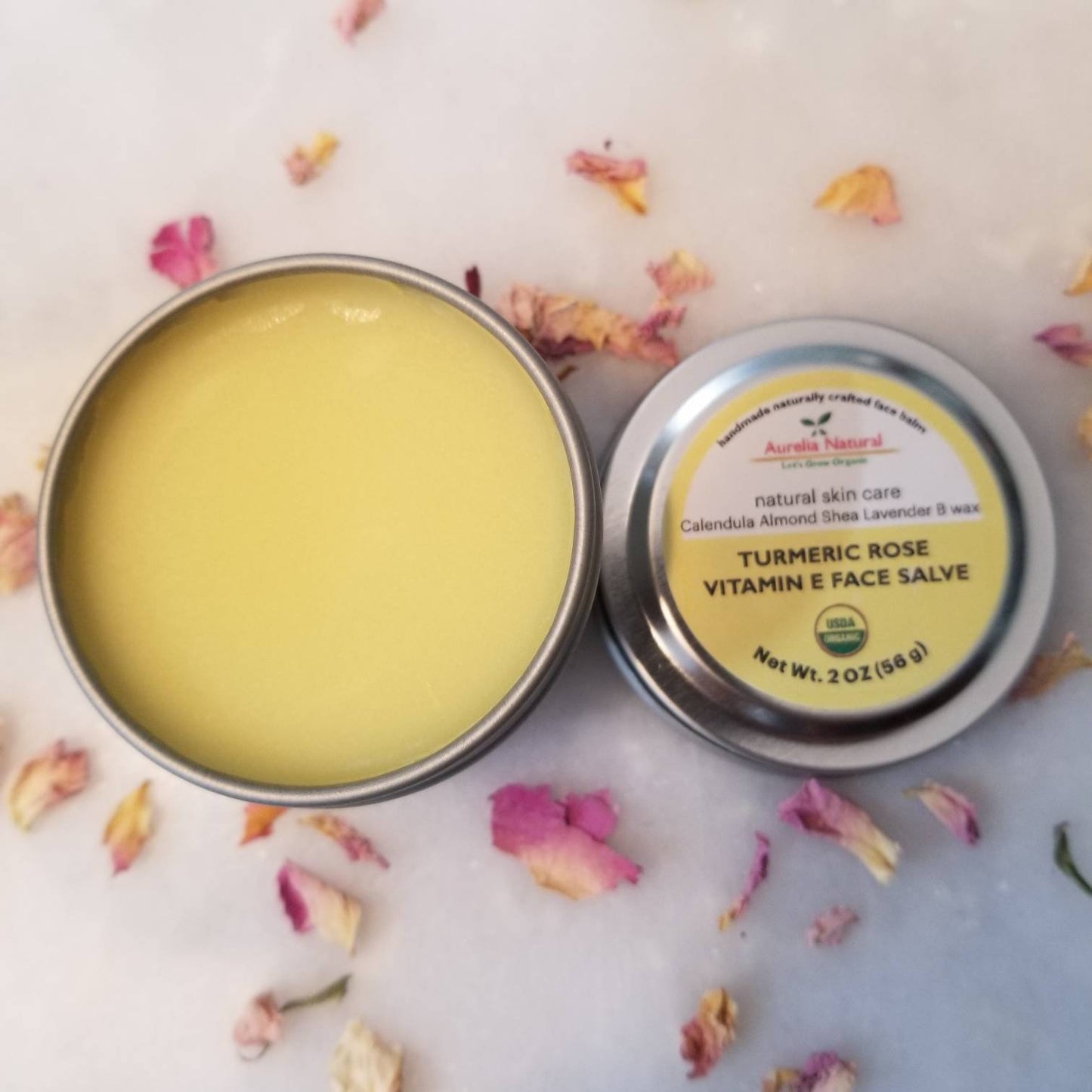 Turmeric + Rose Face Balm 2 Oz | Natural Glow |  Nourishing Salve | Healing balm | Moisturizer | Help Dark Spots.