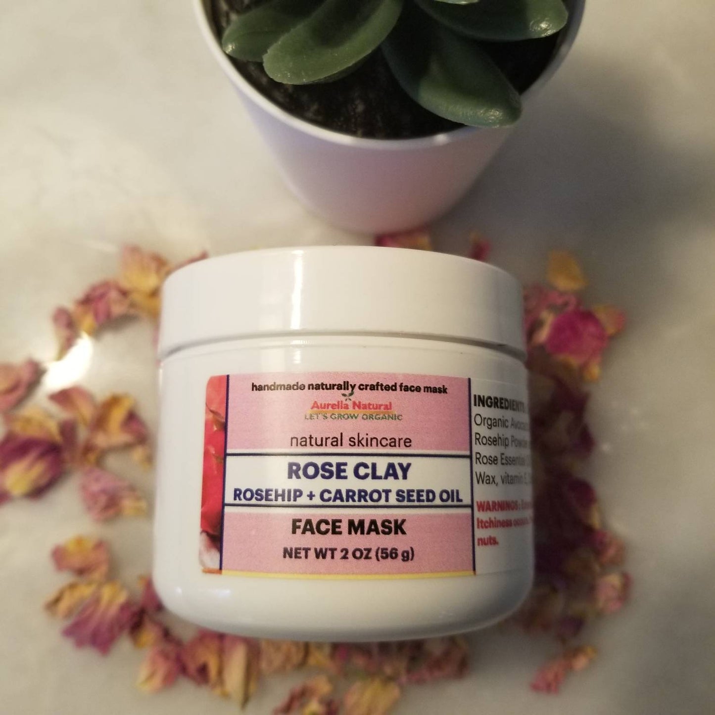 Rose Clay Face Mask | Rosehip  + Carrot Seed | Tone and Detoxify Natural Glow | Anti-Aging Refreshing Look | Acne | Repair Protect skin.