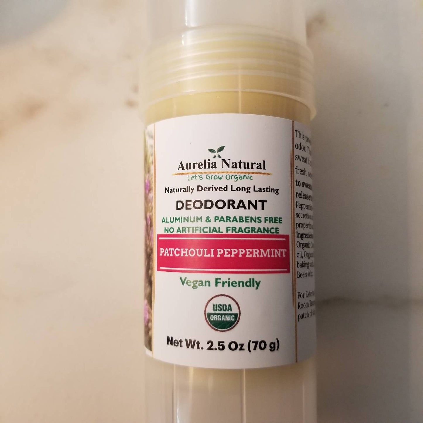 Organic Deodorant Patchouli + peppermint