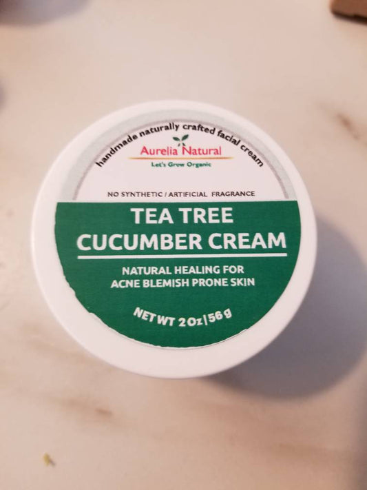 Australian Tea Tree Cucumber Cream Face Body Moisturizer | Acne prone or Blemish prone skin Handmade