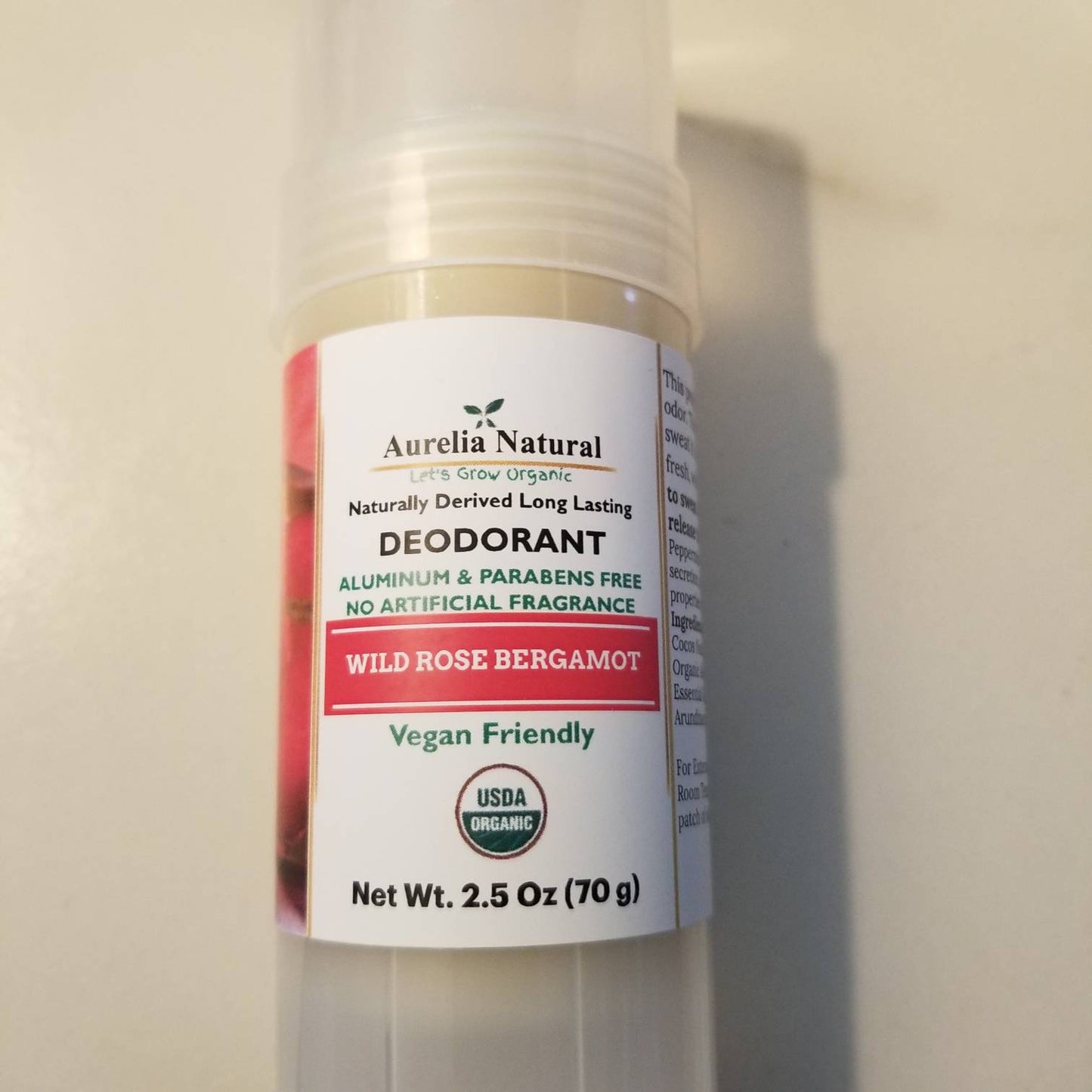 Organic Deodorant Wild Rose + Bergamot Essential oil /  All Natural / Aluminum Free