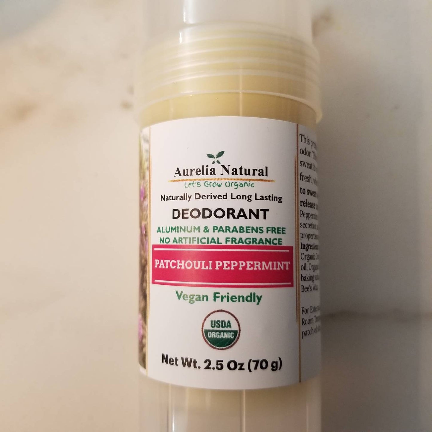 Organic Deodorant Patchouli + peppermint