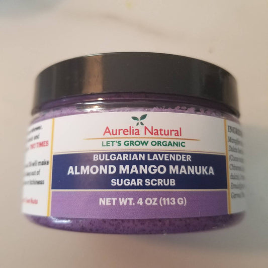 ORGANIC BULGARIAN LAVENDER Sugar Scrub With Almond Mango | Antioxidants To Fight Free Radicals | Smooth  Younger Skin |  |