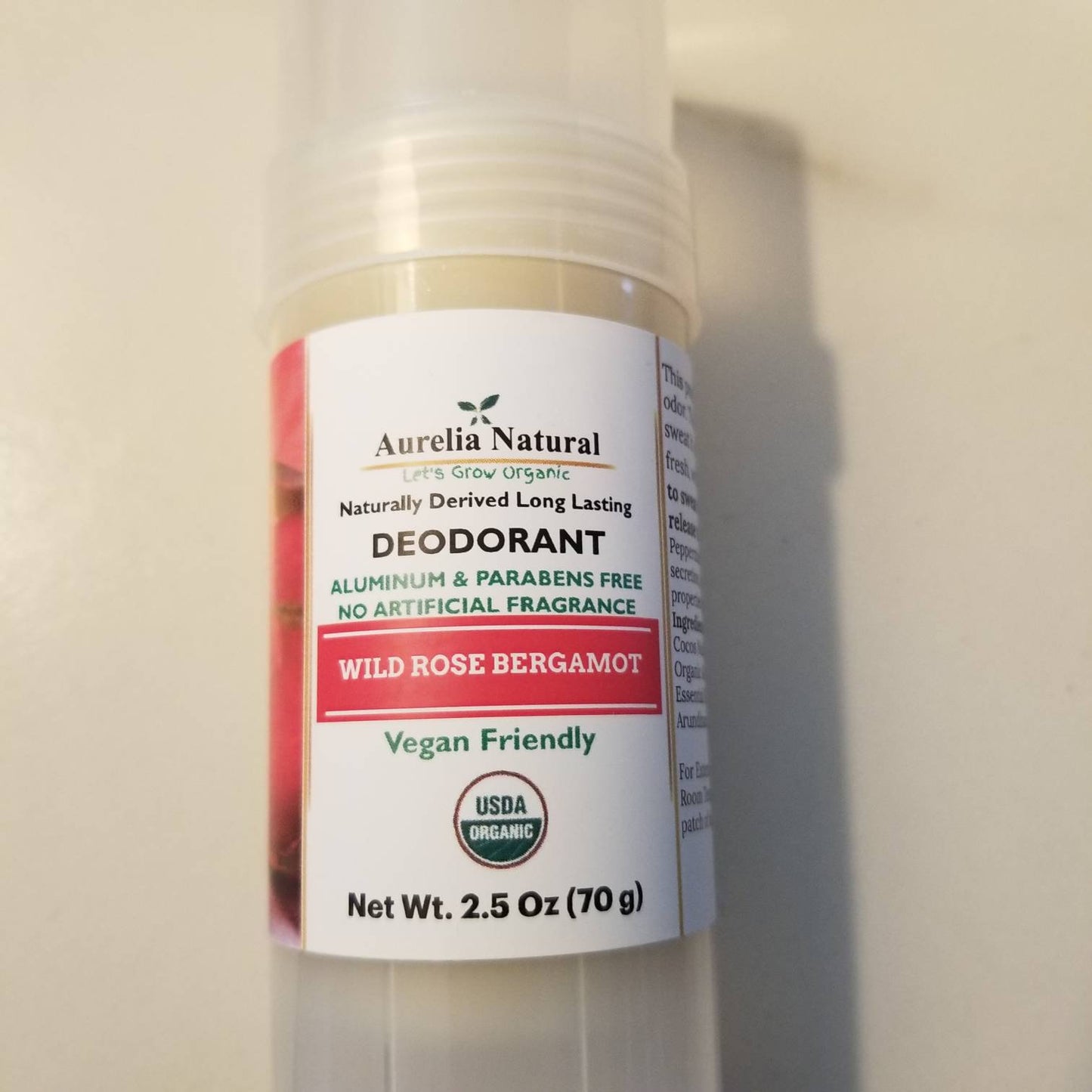 Organic Deodorant Wild Rose + Bergamot Essential oil /  All Natural / Aluminum Free